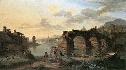 HEUSCH, Jacob de River View with the Ponte Rotto sg Sweden oil painting artist